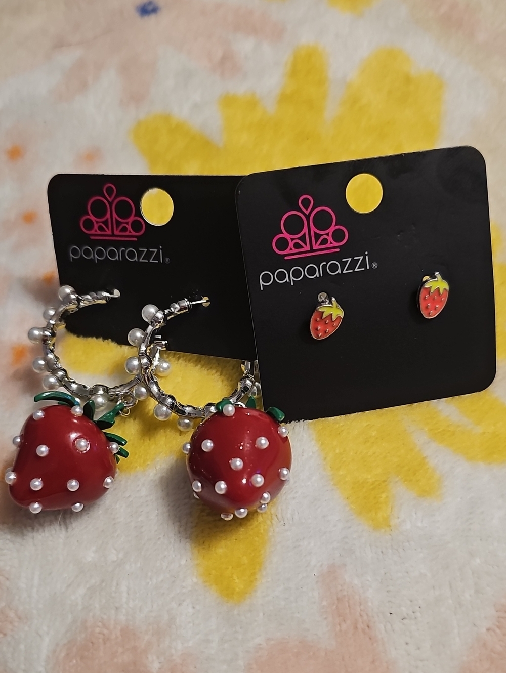 paparazzi Red Strawberry Hoop and Stud Kids Earring Set